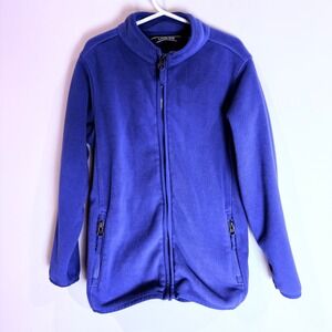 Lands End Kids Fleece Jacket Blue Full Zip Pockets Size M 5-6 Years